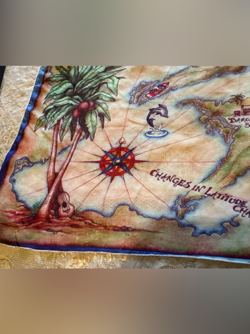 Jimmy Buffett Island Map Print Scarf - Multicolor - Picture 5 of 10